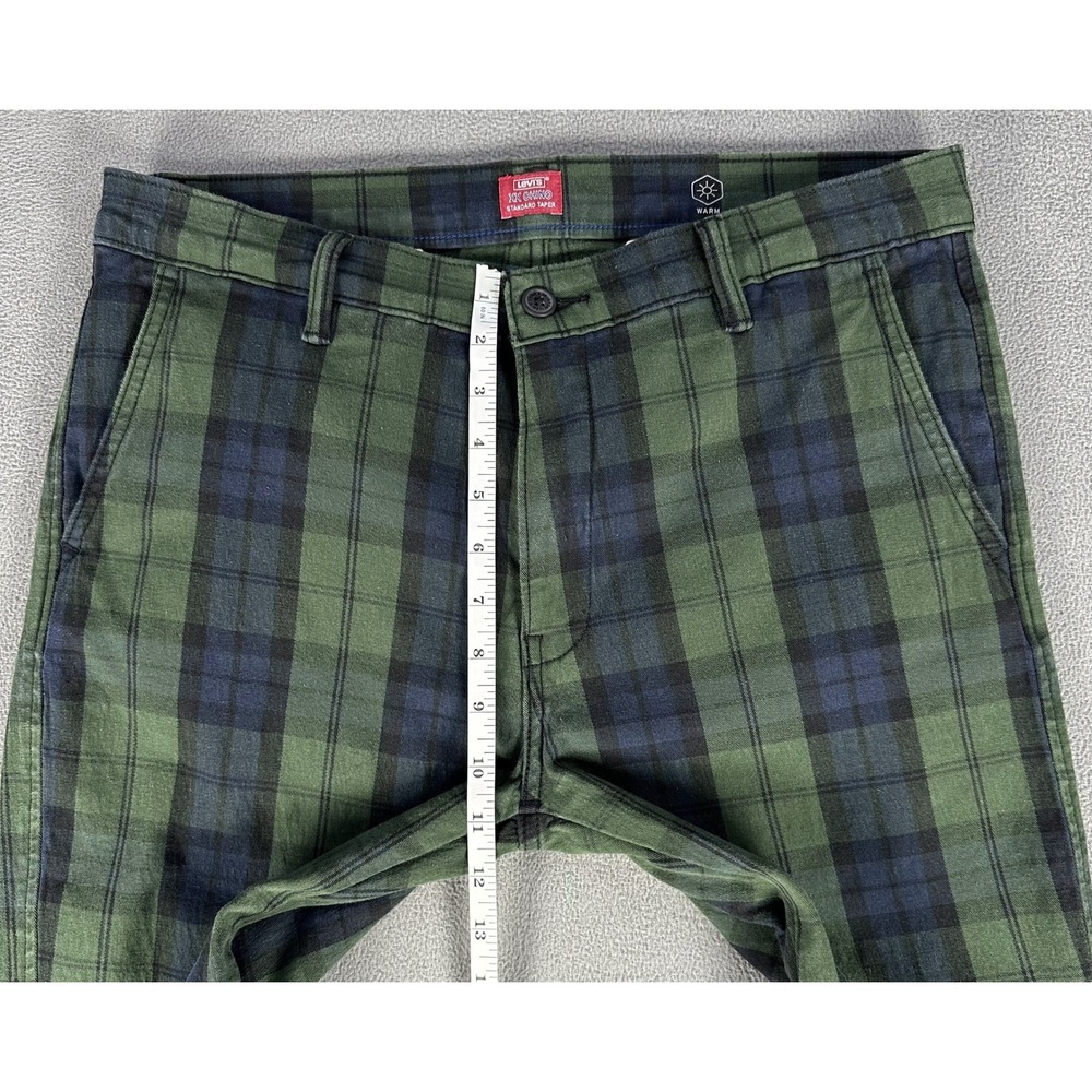Levis Pants Mens 32x32 Green Blue XX Chino Taper Blackwatch Tartan Plaid READ - Picture 6 of 10